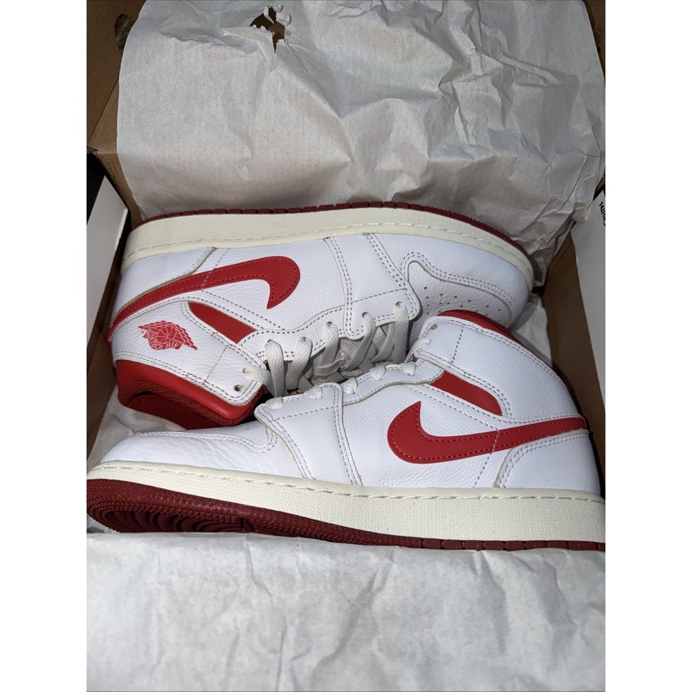 Nike Air Jordan 1 Mid SE - "White/Lobster-Dune Red-Sail" - Size 6Y (New)